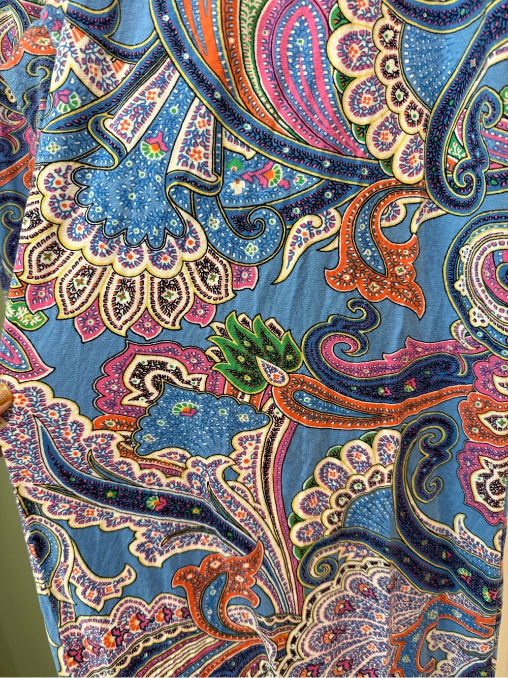 Paisley Print Blue Pants- Women's Casual Pant - Picture 4 of 4